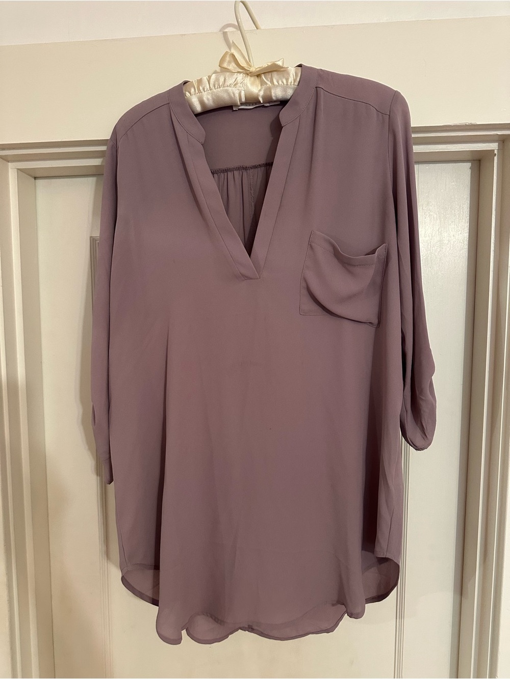Lush Mauve Split-Neck Pocket Tunic